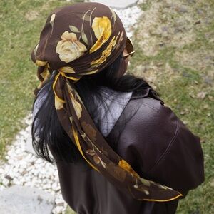 Balenciaga Floral Scarf in Yellow and Brown